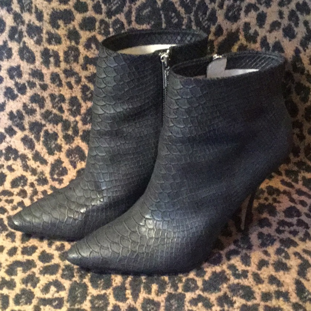 Kors Michael Kors black python leather booties